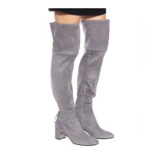 Awesome Tory Burch Thigh High Grey Suede Boots with Bow Size 9